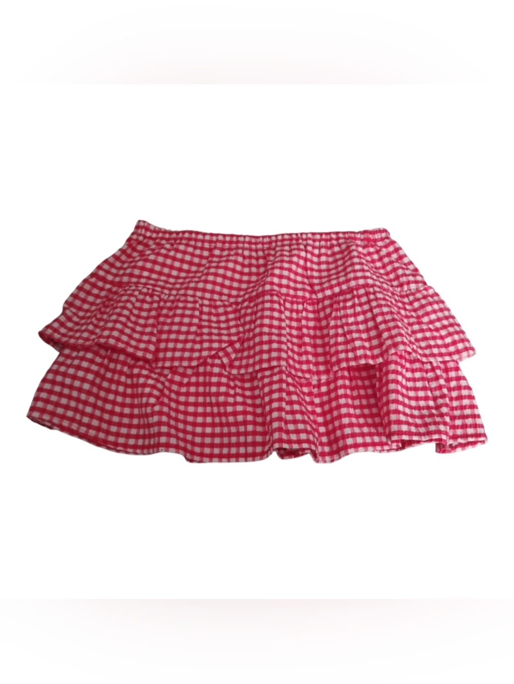 Red Gingham Tiered Mini Skirt